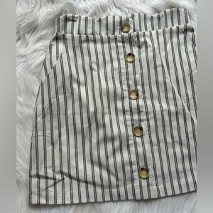 NEW Striped Mini Skirt Vintage Button Up A-Line Coastal Grandma Preppy Chic